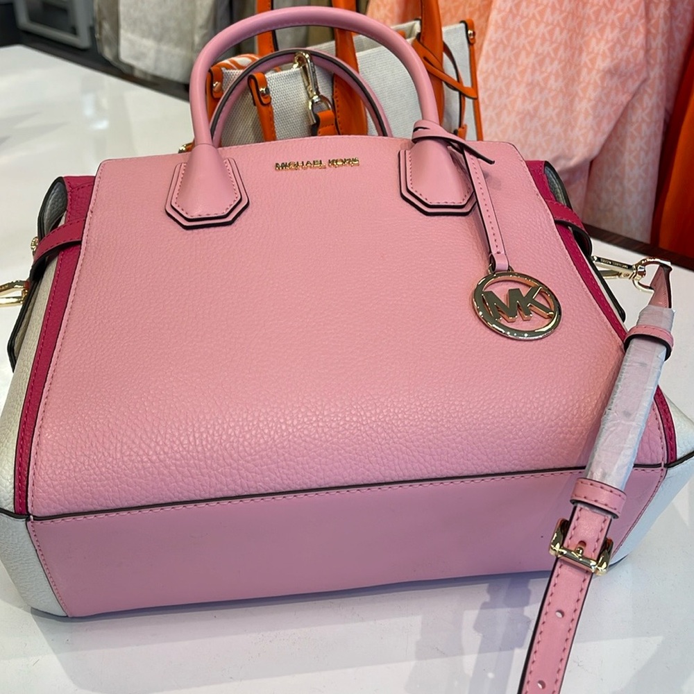 MICHAEL KORS
Mercer Medium Top Zip Color-Block Belted Satchel Crossbody Purse - Picture 8 of 16